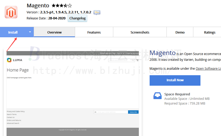 一键安装Magento