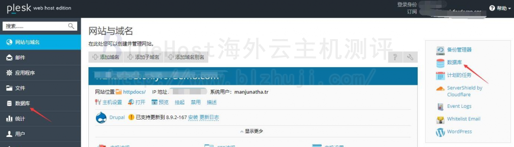 登录BlueHost Plesk控制面板页面
