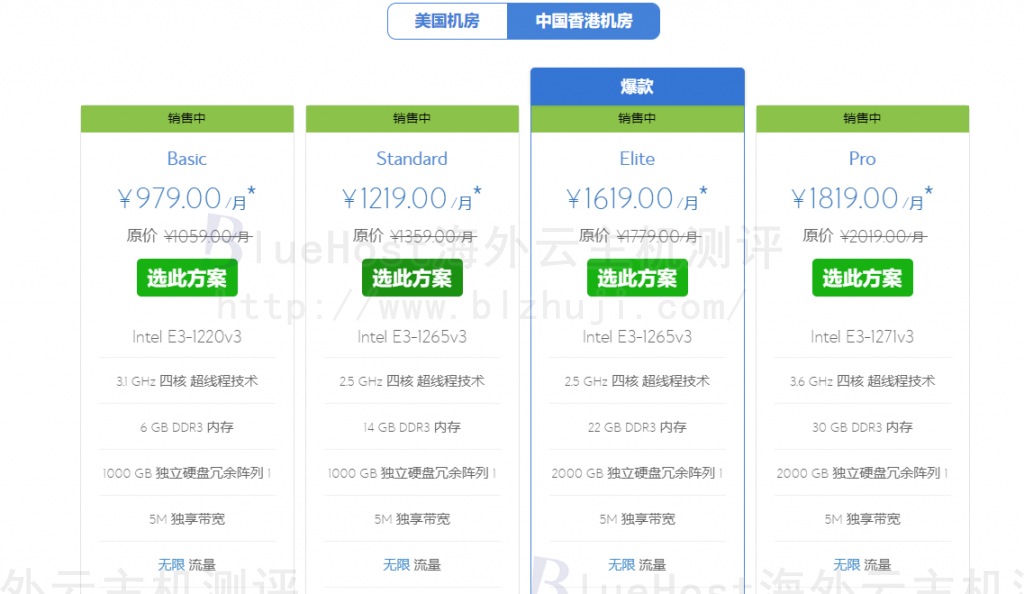 BlueHost香港站群服务器介绍