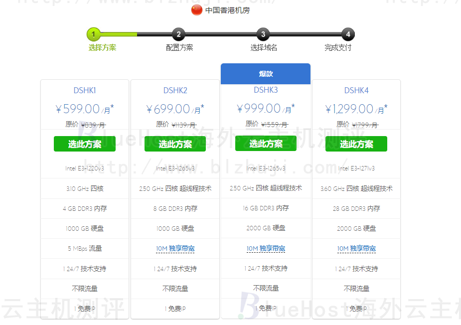 BlueHost香港服务器租用方案推荐（windows系统）