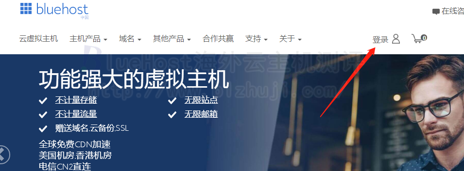 访问BlueHost官网